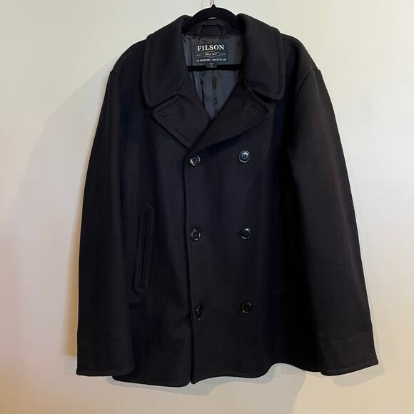 Filson Coat Jacket 100% Wool Peacoat Dark Navy Blue Mens XXL - Picture 1 of 4